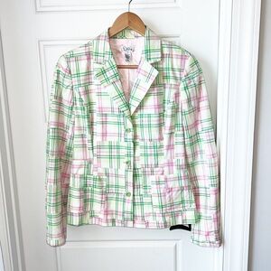 Lilly Pulitzer Vintage preppy bright pastels madras blazer jacket Small